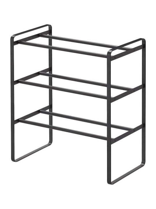 Μεταλλική Παπουτσοθήκη Frame με 3 Ράφια Μαύρη Μ70xΠ25xΥ46cm