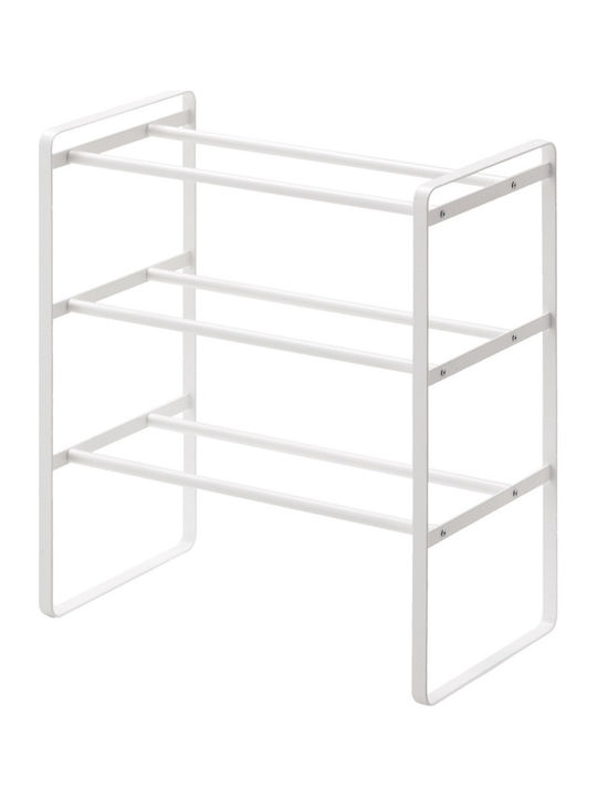 Frame Metallic Shoe Organizer with 3 Shelves White 70x25x46cm