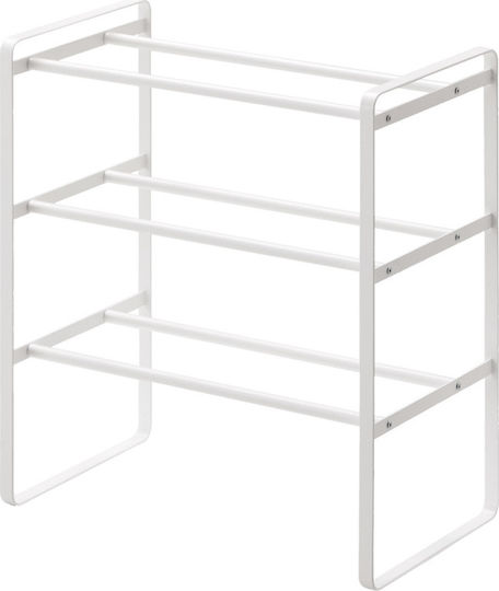 Metall Schuhschrank Frame mit 3 Regalen White L70xW25xH46cm