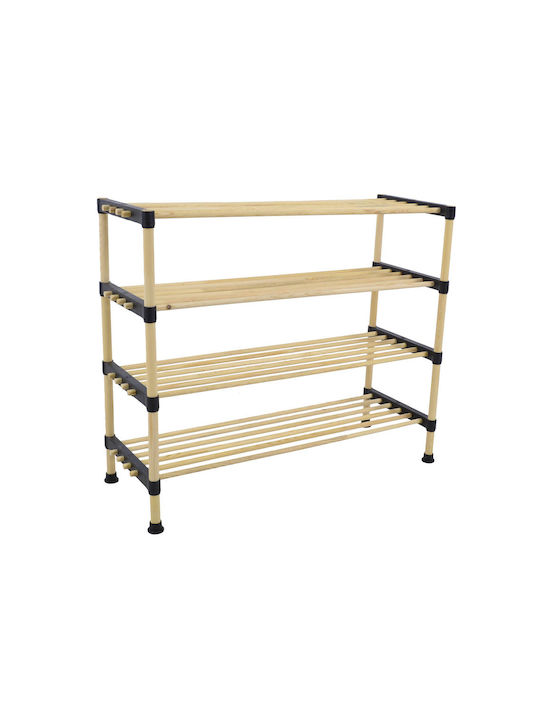 Lemnoasă Suport pentru pantofi cu 3 Rafturi Natural L56xW28xH58.5cm