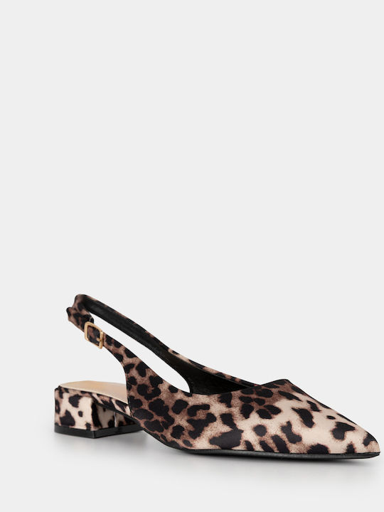 Μυτερές Γόβες με Λουράκι Animal Print Καφέ