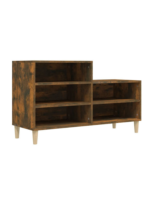 Ξύλινη Παπουτσοθήκη με 5 Ράφια Καπνιστή Δρυς Μ102xΠ36xΥ60cm
