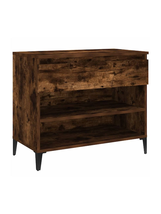 Metallic Shoe Organizer with 2 Shelves Smoked Oak 70x36x60cm