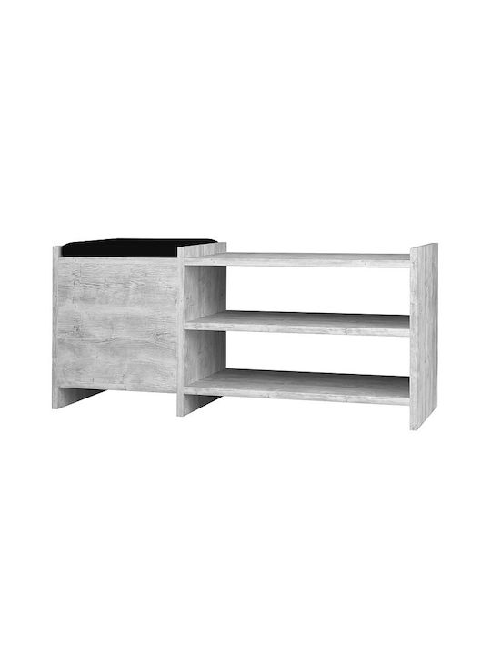 Sunno Wooden Shoe Organizer with 3 Shelves White Antique 100x35x44cm