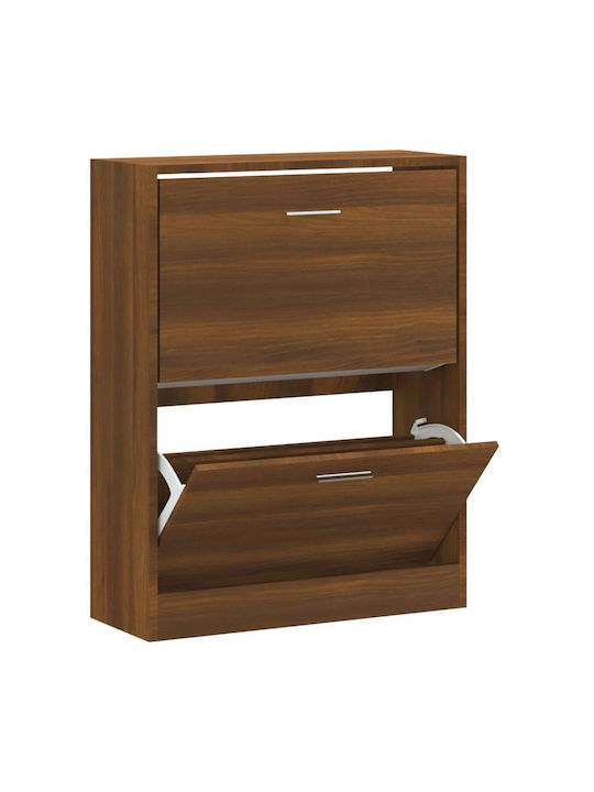 Holz Schuhschrank mit 2 Regalen Gelb L63xW24xH81cm