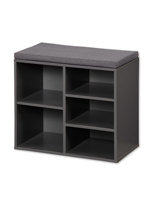 Wooden Shoe Organizer with 5 Shelves Gray 51.5x29.5x48cm