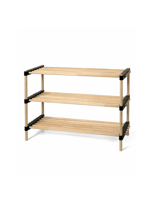 Suport pentru pantofi cu 3 Rafturi Bej L76xW28xH52cm