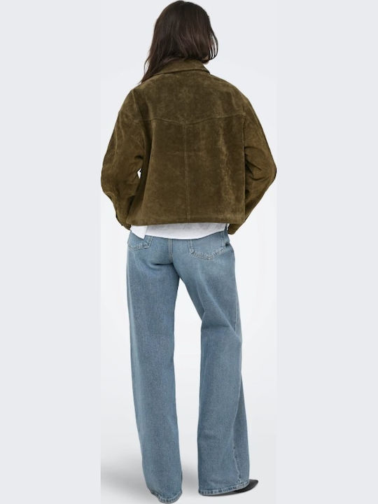 Jachetă Biker Suede Dama Verde