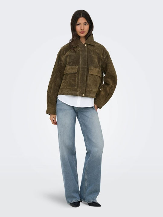 Jachetă Biker Suede Dama Verde