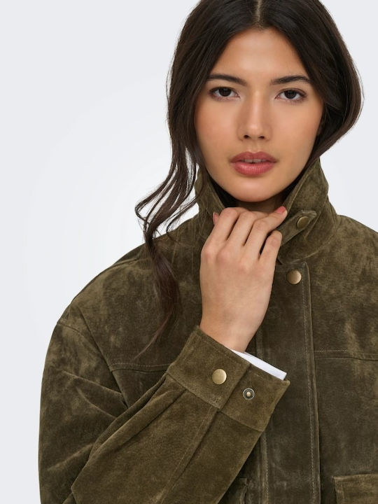 Jachetă Biker Suede Dama Verde