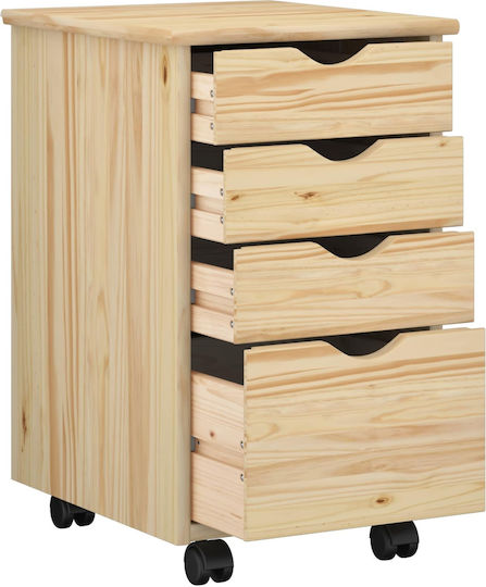 Office Drawer Made of Solid Wood with Wheels Brown 34x39x56cm