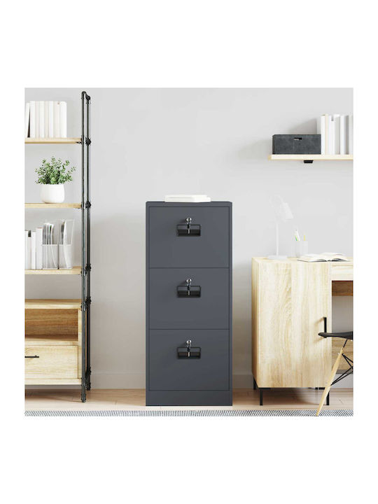 Metal Office Drawer With Lock Anthracite 45.5x42x106.5cm