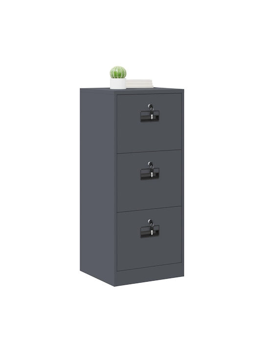 Metal Office Drawer With Lock Anthracite 45.5x42x106.5cm