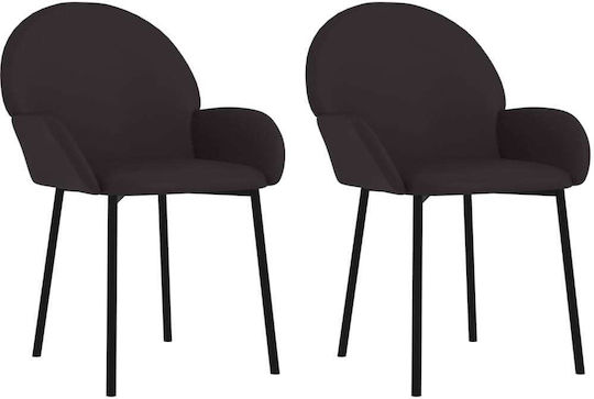 Armchairs Dining Room 58x57x78.5cm 2pcs Black Velvet-Black Metal Armchairs Dining Room 58x57x78.5cm 2pcs Black Velvet-Black Metal