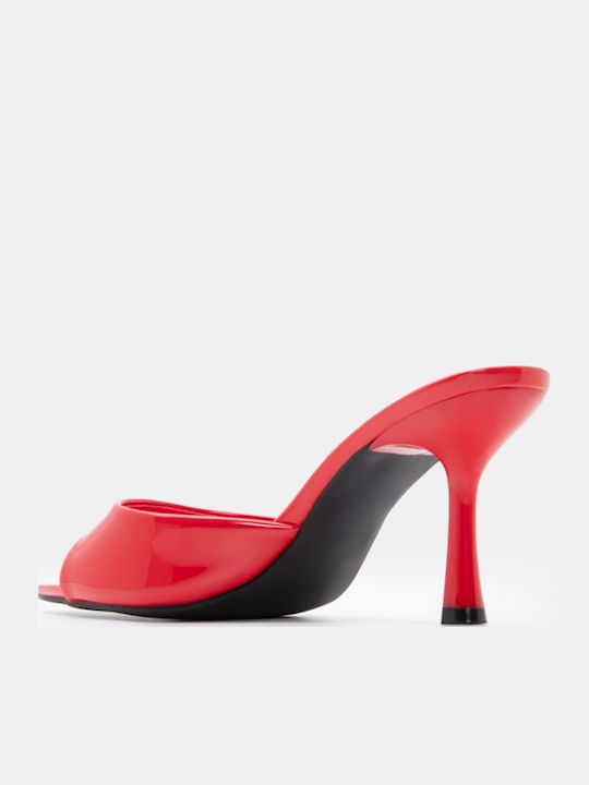 Patent Leather Mules With High Heel In Red Colour