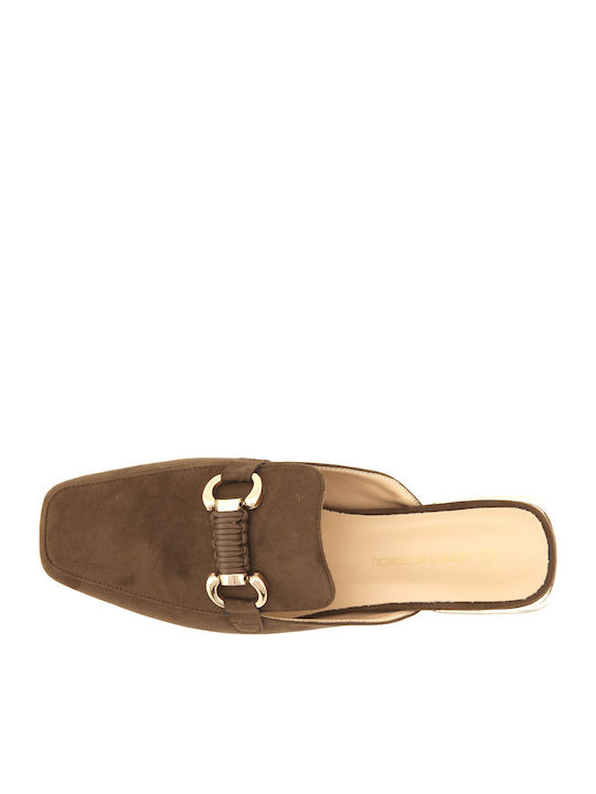 Flat Suede Mules σε Καφέ Χρώμα