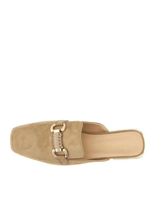 Flat Suede Mules σε Μπεζ Χρώμα