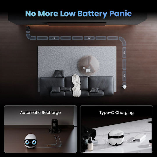 Enabot EBO Air 2 Plus IP Companion Robot Κάμερα Wi-Fi Full HD+ 5MP Μπαταρίας με Αμφίδρομη Επικοινωνία Γκρι