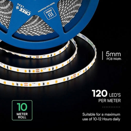 V-TAC LED Strip 24V Warm White Light 10m Type SMD2835