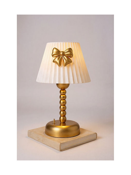 SteweHome Wireless Table Lamp with Tassel Gold Metal 18x35 Cm