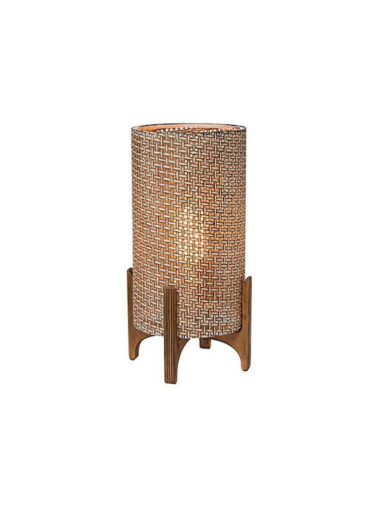 Stewehome Elegant Table Lamp With Wood Texture Brown Shade 15x30 Cm