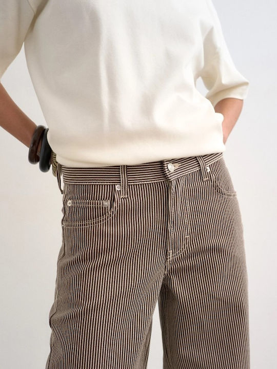 Women's Jean Pants in Wide Leg Style Brown