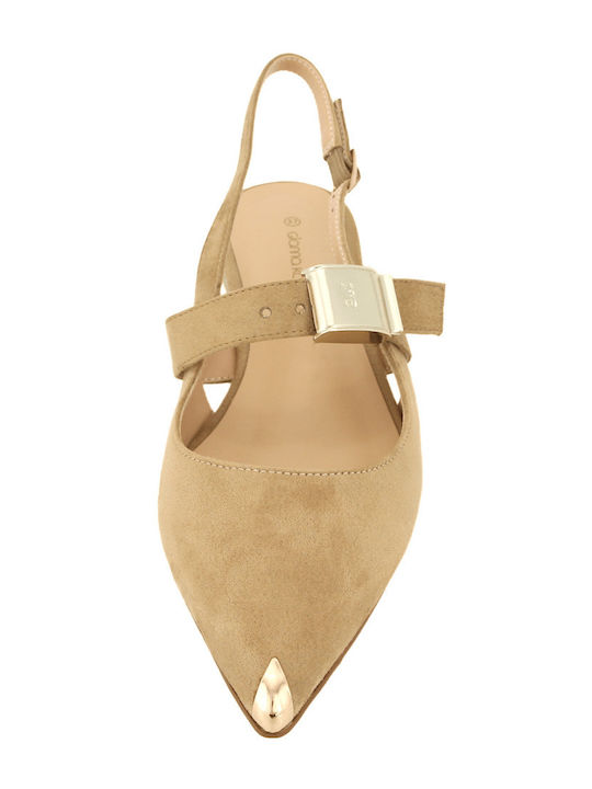 Suede Women's Ballerina Shoes Beige