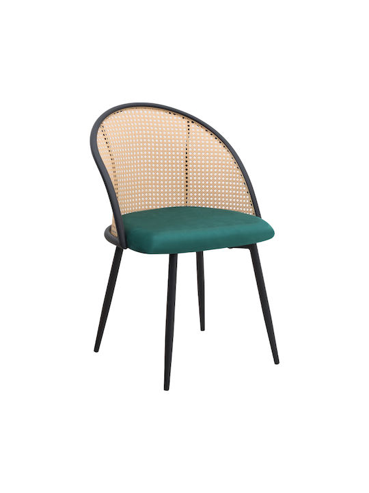 Jacob Dining Room Velvet Chair Cypress Green - Black 52x50x77cm
