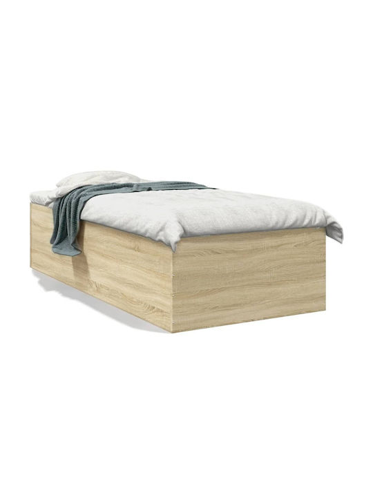 Suport Pat Single Din Lemn Bej Cu Plăci Pentru Saltea 100x200cm