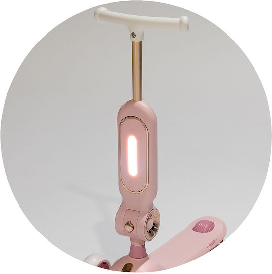 Chipolino Kids 3-Wheel Scooter with LED Lighting for 2+ Years Pink