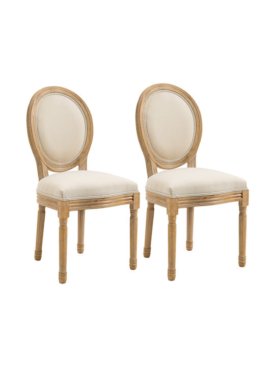 Dining Room Fabric Chair White 49x56x96cm 2pcs
