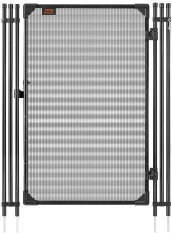 Vevor Pool Fence Gate 1.2 X 0.75 M Inground Swimming Pool Fences Gate Outdoor Security Fencing Door Kit Metal Latch 352 Gsm Teslin Pvc Mesh Round Tube Lockable Easy Installation Black