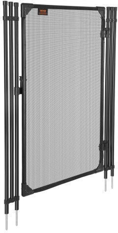 Vevor Pool Fence Gate 1.2 X 0.75 M Inground Swimming Pool Fences Gate Outdoor Security Fencing Door Kit Metal Latch 352 Gsm Teslin Pvc Mesh Round Tube Lockable Easy Installation Black