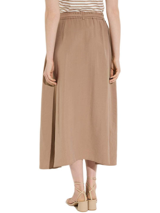 MORE & MORE Hoch Taille Maxi Braun Rock