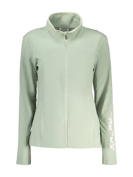 Short Women's Cardigan with Zipper Light Green