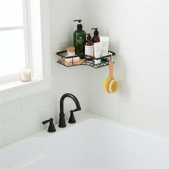 Corner Wall Mounted Bathroom Shelf Metallic Black