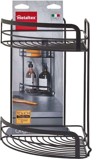Metaltex Corner Wall Mounted Bathroom Shelf Metallic Black