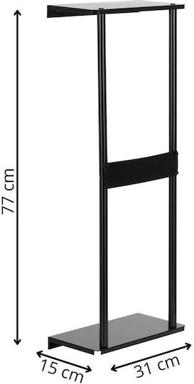 Double Wall-Mounted Bathroom Shelf Unit with Screws 31x15cm Black