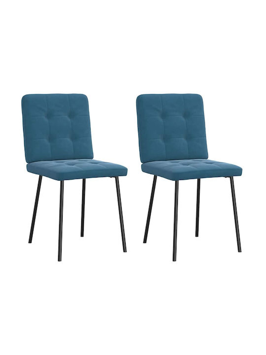 Dining Room Velvet Chair Blue 45x54x83cm 2pcs