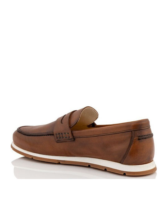 Leather Men's Loafers in Tabac Brown Colour