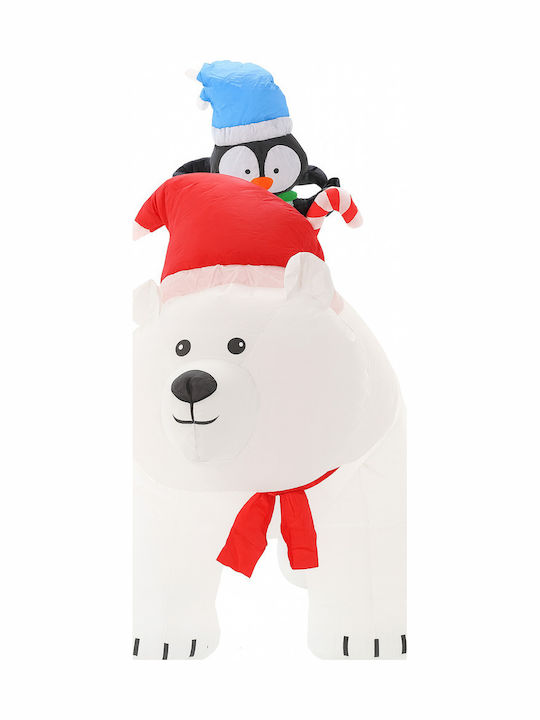 Outdoor Inflatable Polar Bear Led Lighting Two Penguins Integrated Compressor 200x120x80 Cm White
