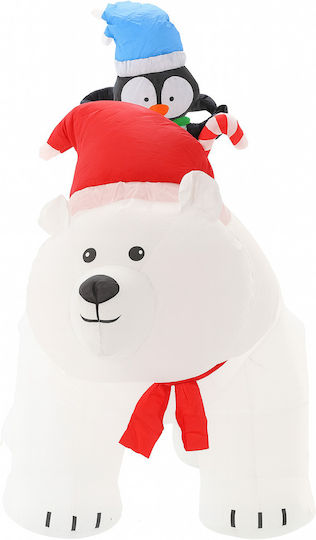 Urs Polar Gonflabil Exterior Iluminat Led Doi Pinguini Compresor Integrat 200x120x80 Cm Alb