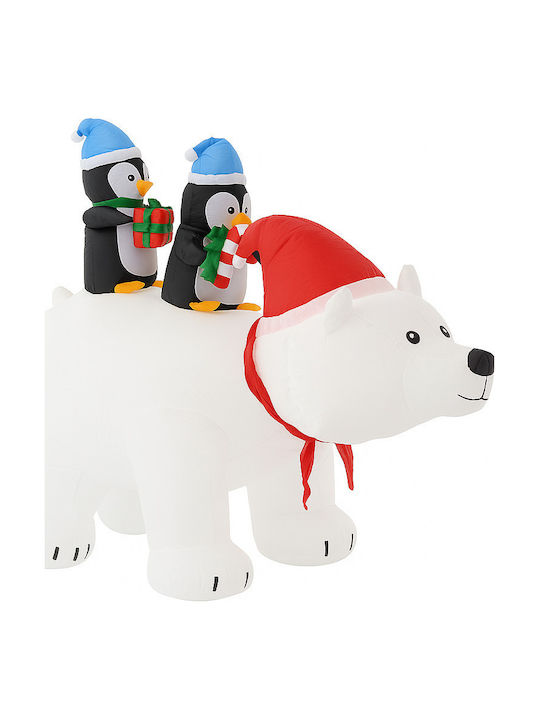 Outdoor Inflatable Polar Bear Led Lighting Two Penguins Integrated Compressor 200x120x80 Cm White