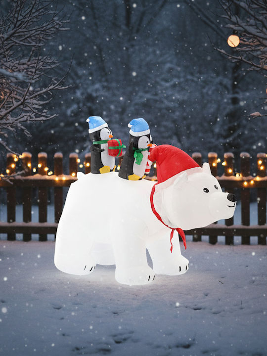 Outdoor Inflatable Polar Bear Led Lighting Two Penguins Integrated Compressor 200x120x80 Cm White