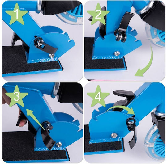 MalPlay Scuter Copii Pliabil 2 Roți Cu Iluminare LED Pentru 3+ Ani Albastru