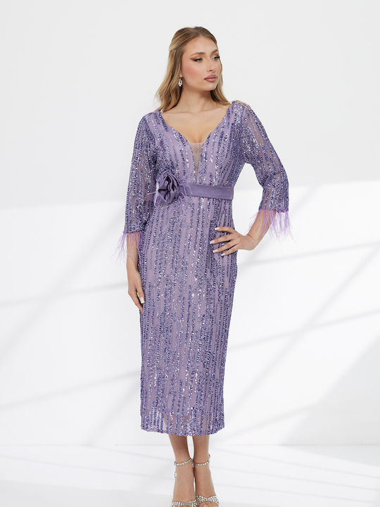 Rochie Midi de Seară Lila