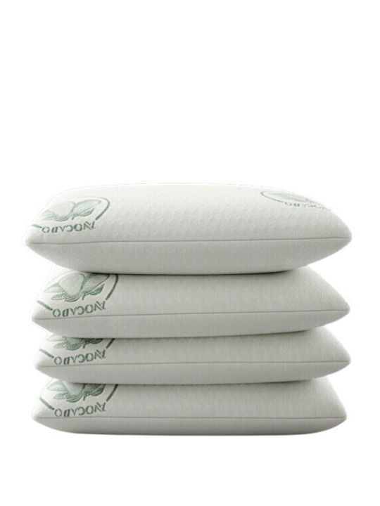 SteweHome Set of 4 Bed Pillows Avocado Visco with Neck Support and Zipper Green 50x70cm