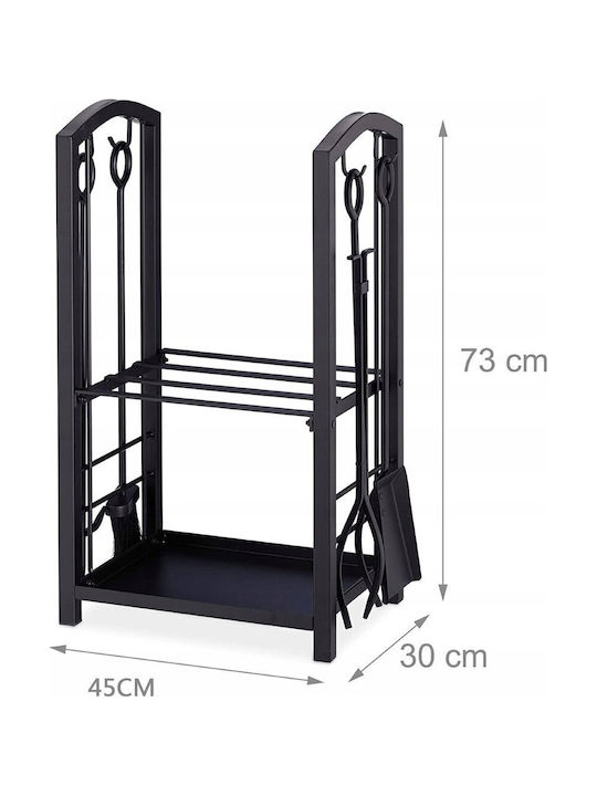 Raft Metalic De Depozitare Lemne 74x40x30cm Negru