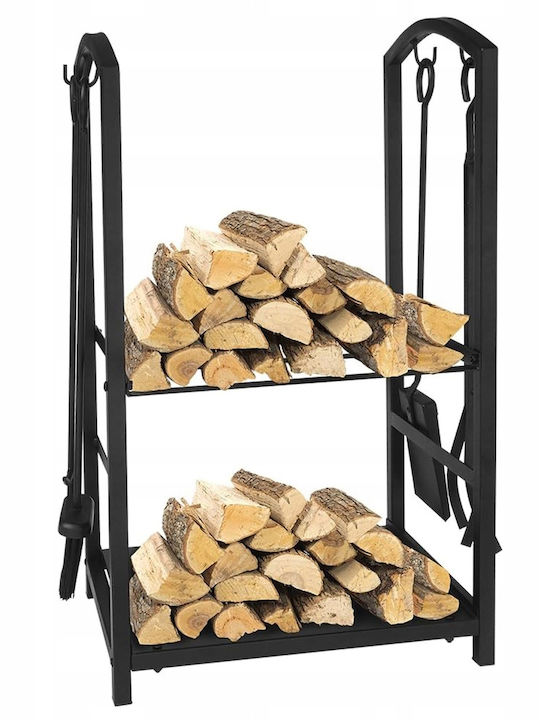 Raft Metalic De Depozitare Lemne 74x40x30cm Negru