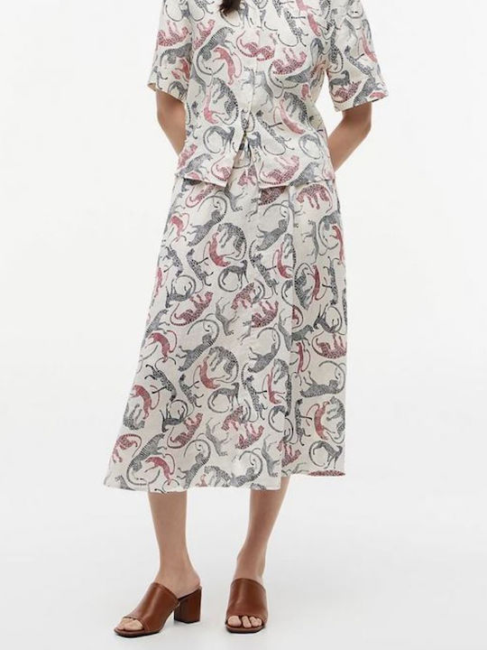 Linen Midi Skirt Leopard Leopard Baroque